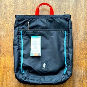 Cotopaxi Black Tote with Red and Blue Accents